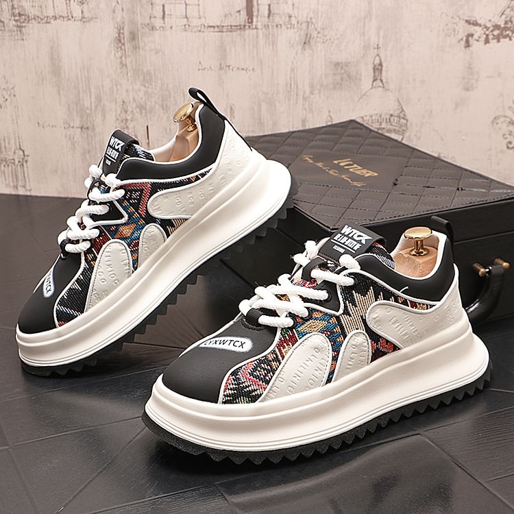 Mr Ozera - Patchwork veterschoenen met plateauzool