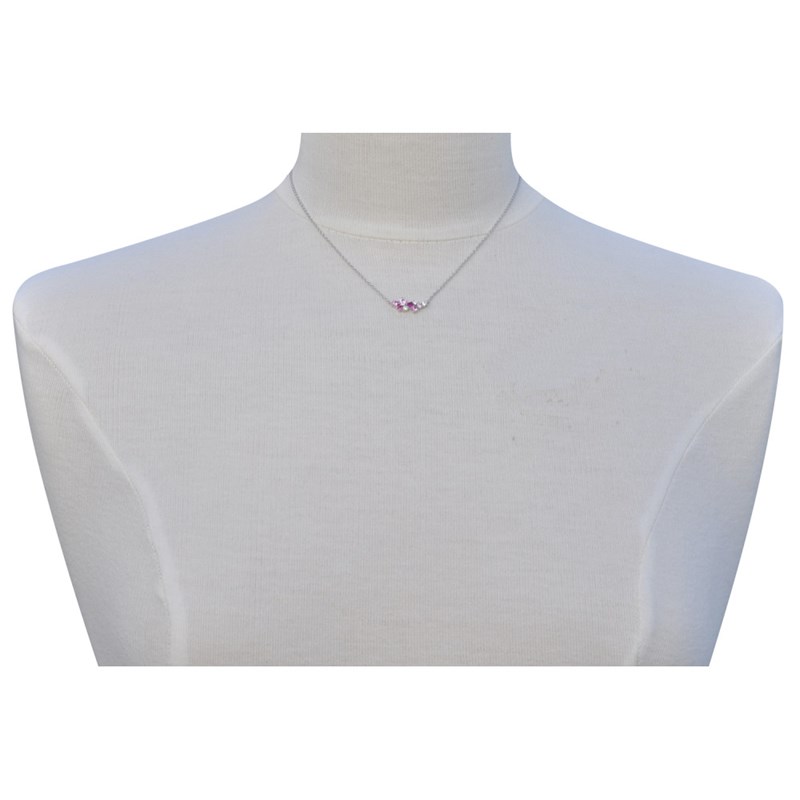 Collier Argent Rhodié 9 Strass Ronds
