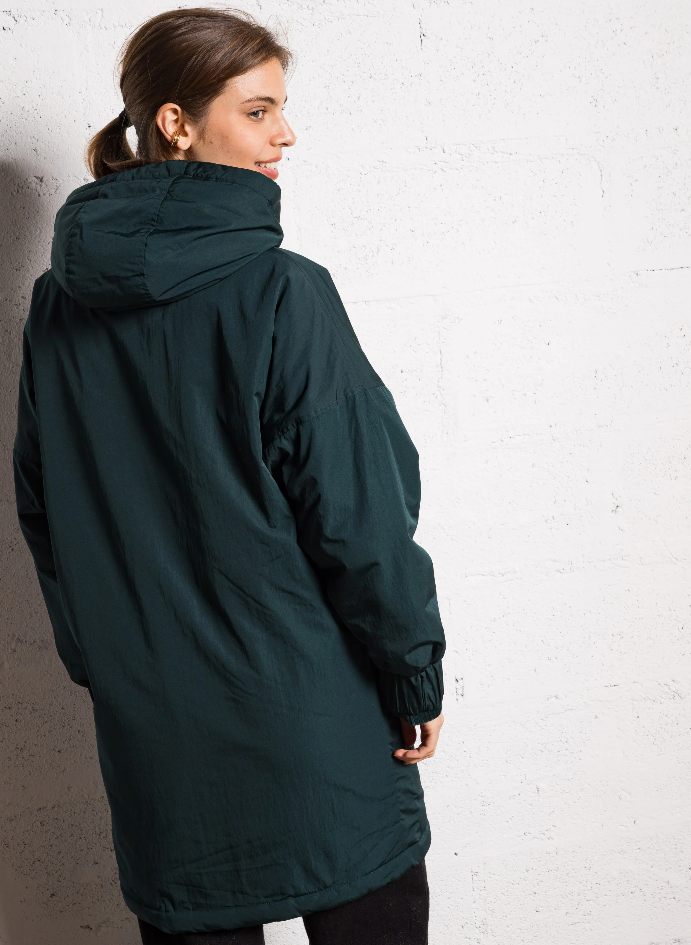 Parka droite à capuche | Vert