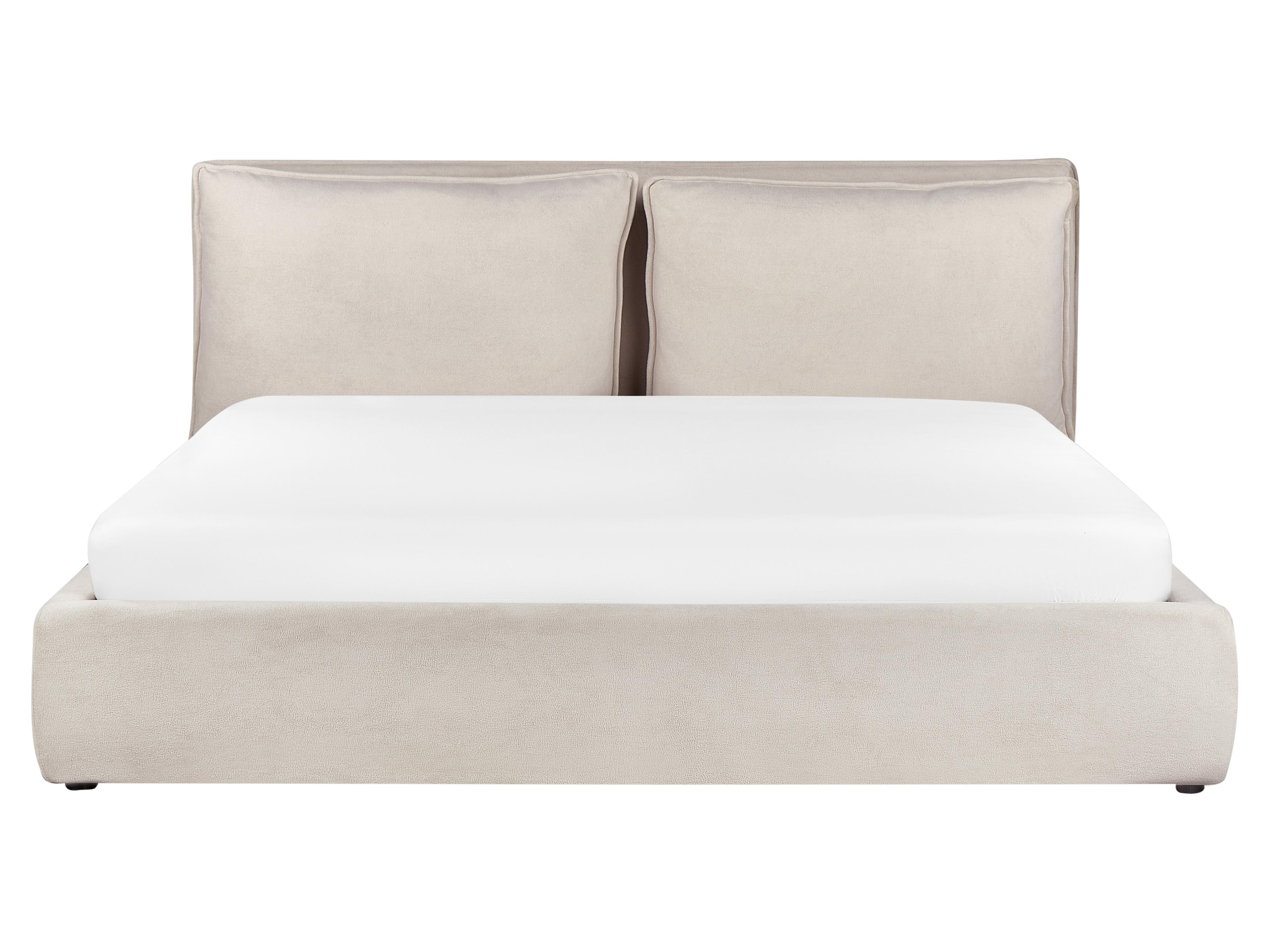 Bed met opbergruimte Stof BAJONNA 180 x 200 cm Lichtbeige