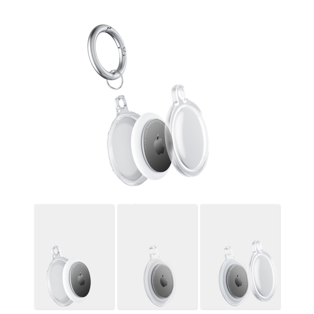 Apple AirTag Anhänger 360° Grad Gummi Case Hülle Schlüsselanhänger - Transparent / Blau