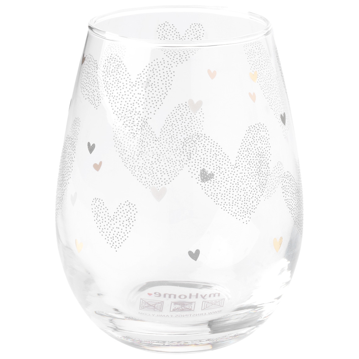My Home Set Glas und Tasse mit Herzchen klar / weiss