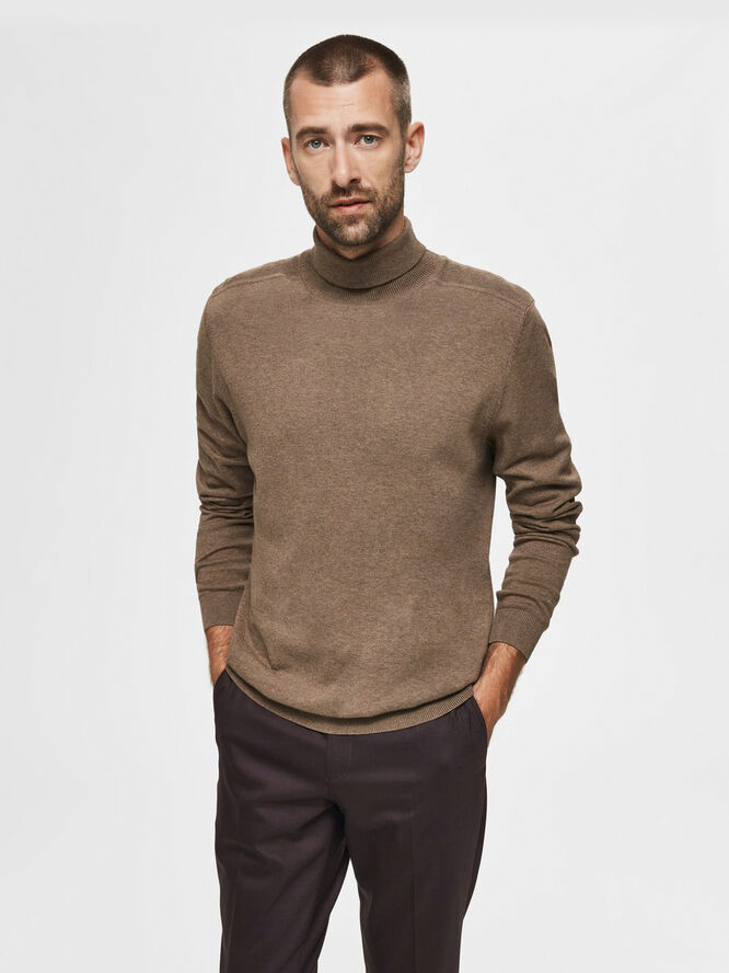 Selected Homme SLHBERG ROLL NECK B NOOS Teak/melange