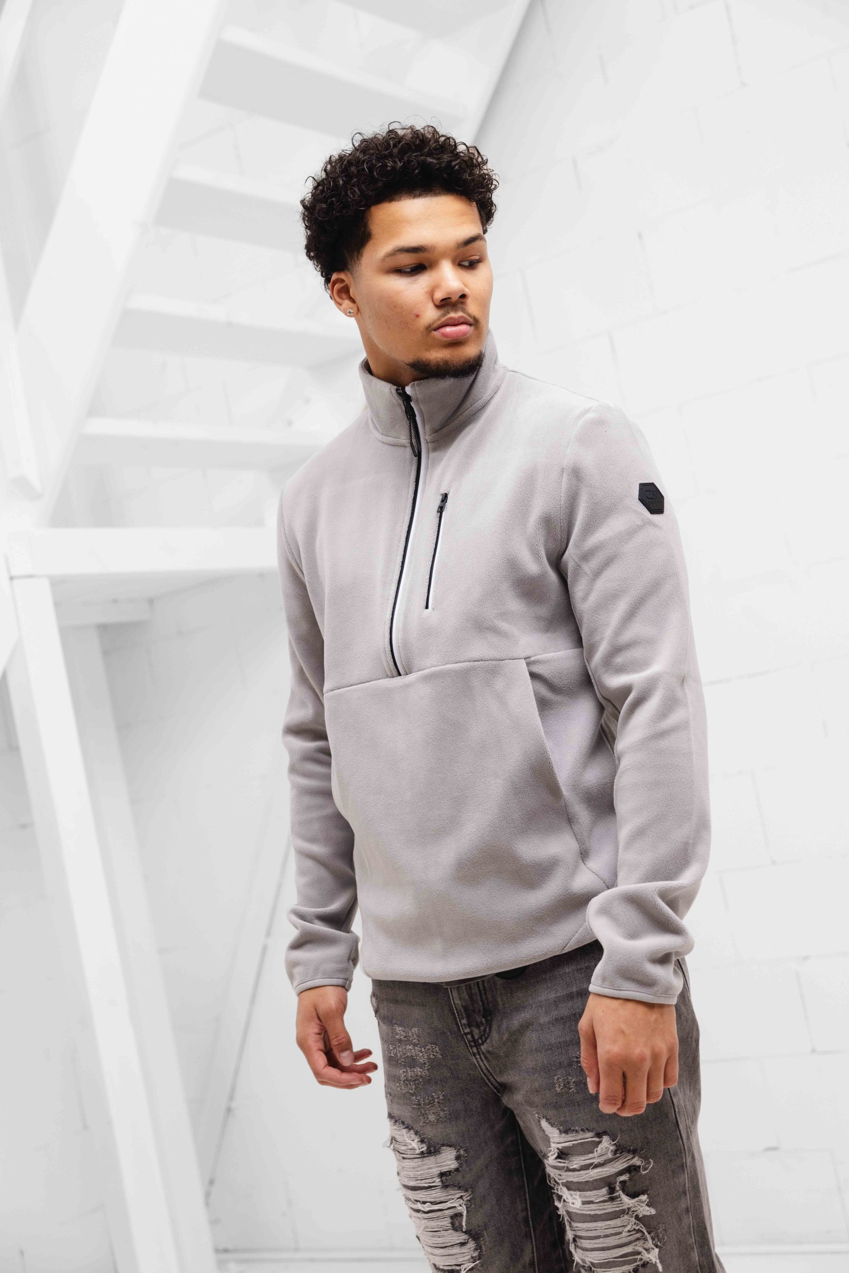 Cruyff Half Zip Fleece Sweater Heren Grijs