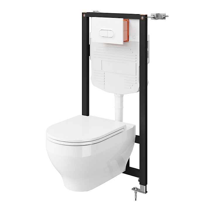 Pack WC suspendu compact sans bride Cavally GoodHome