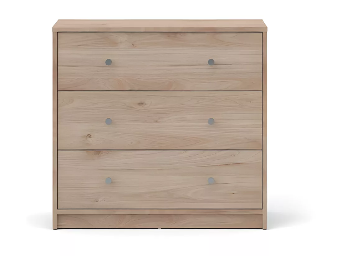 Maria Commode basse avec 3 tiroirs, noyer clair.