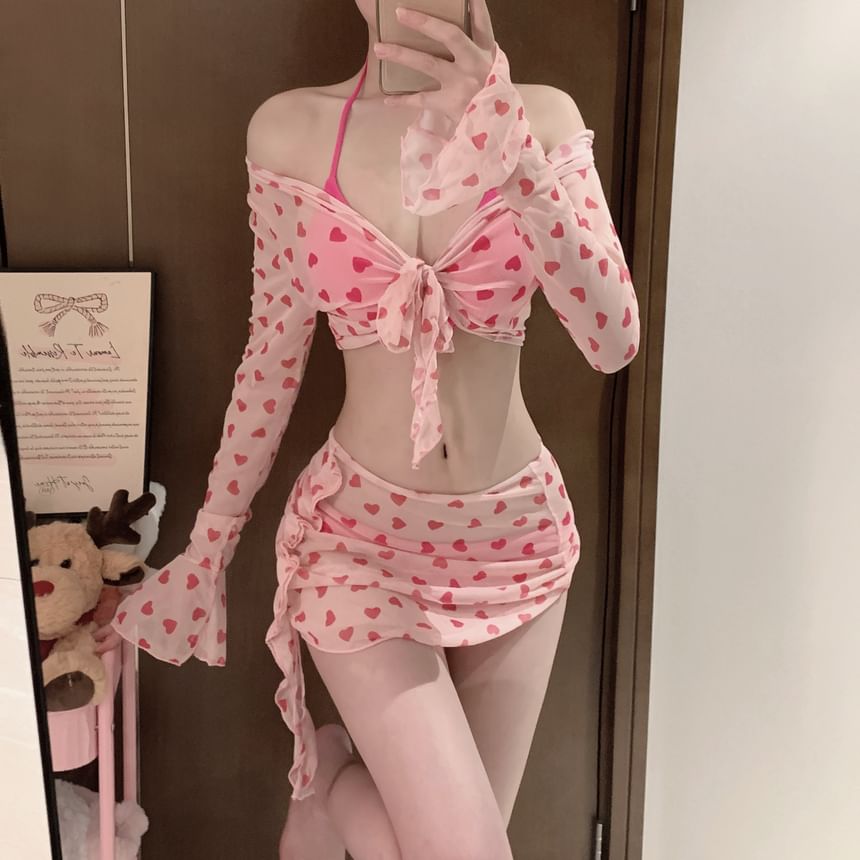 Kansen - Set: effen bikini + zwemtop + rok