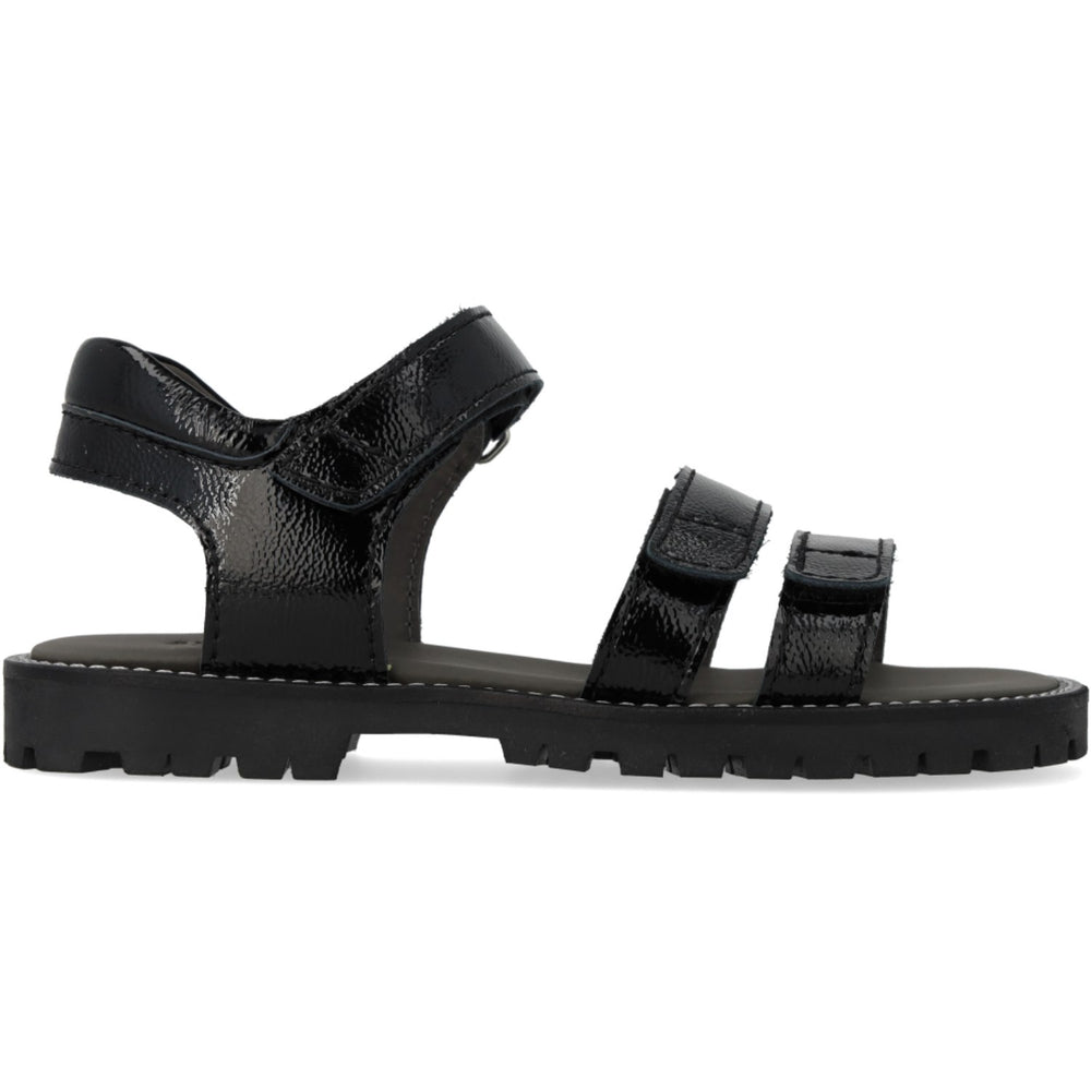 Køb Angulus Black Justerbar Lædersandal Med Velcro