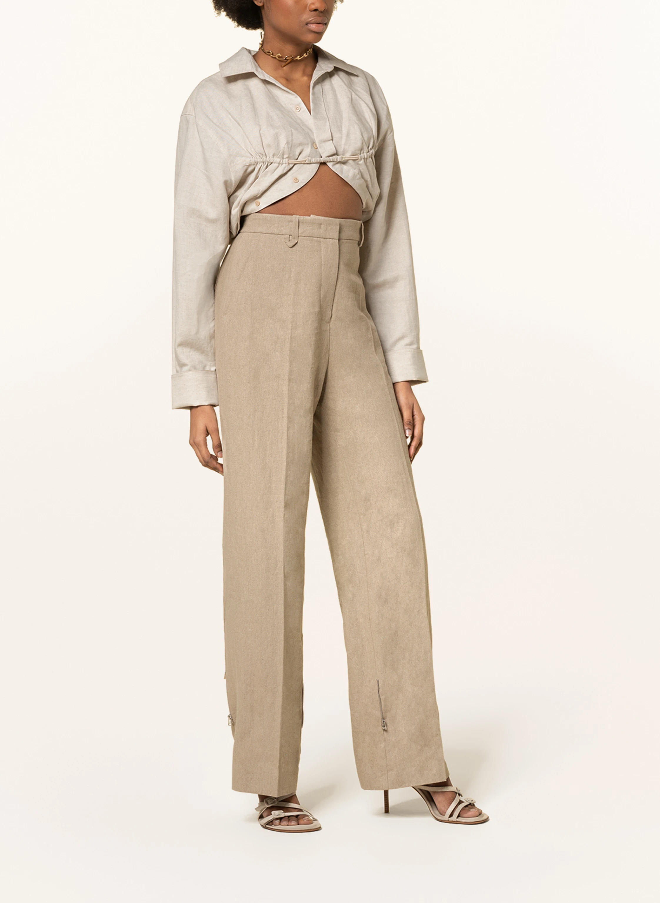 JACQUEMUS Cropped-Blusenshirt LA CHEMISE MACHOU mit Leinen