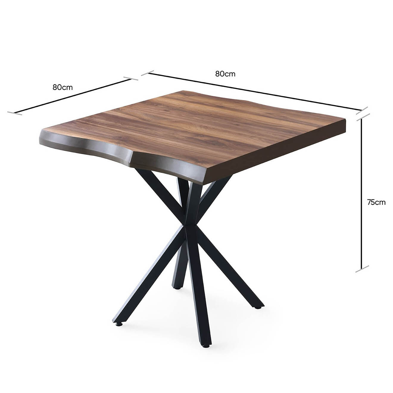 Homitis Table à manger Safir 1462 noyer - 80x75x80 cm