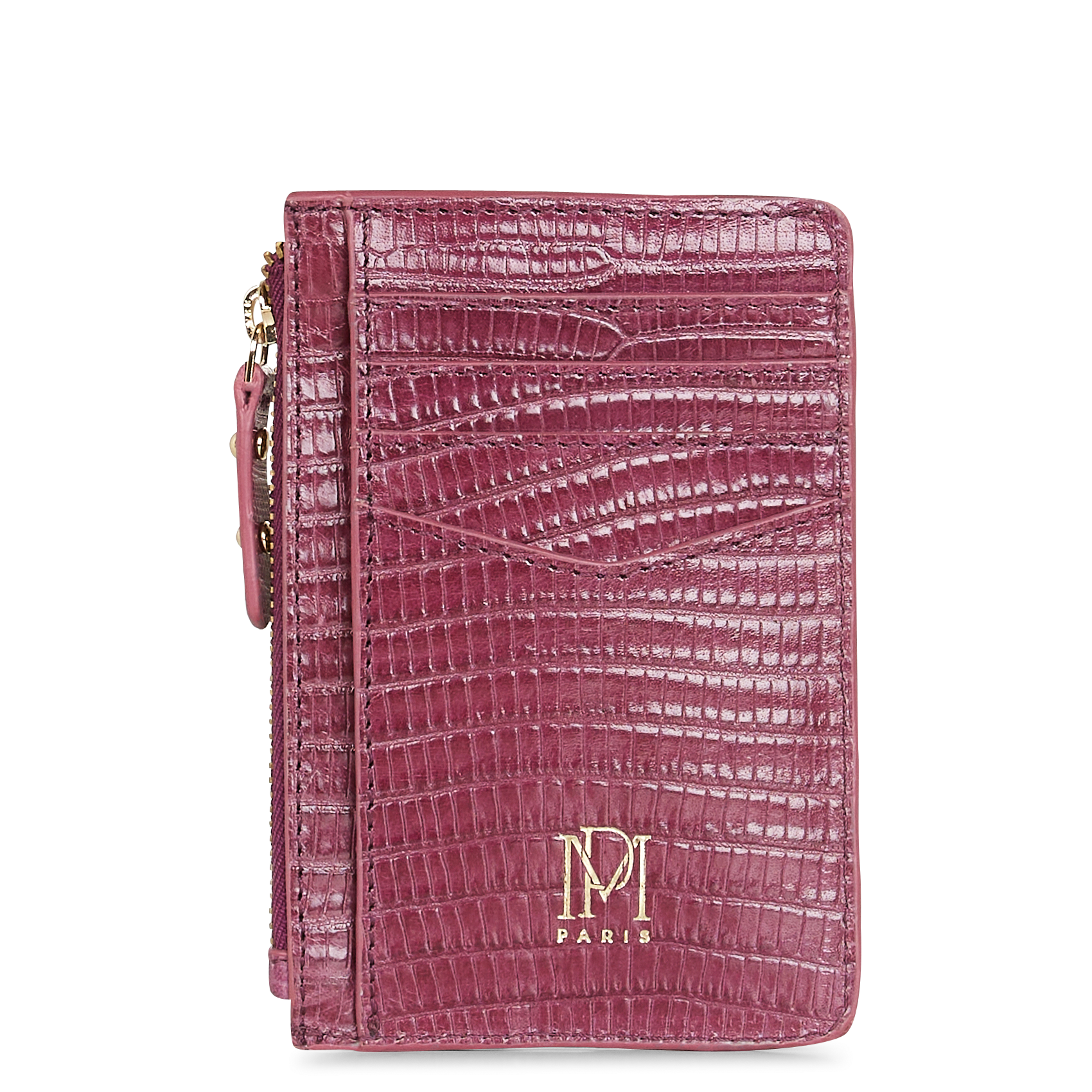 ELMO - Porte-cartes en cuir embossé python | Violet