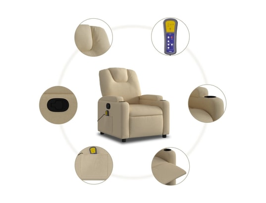 VIDAXL - Fauteuil Relaxation Fauteuil de massage inclinable - crème