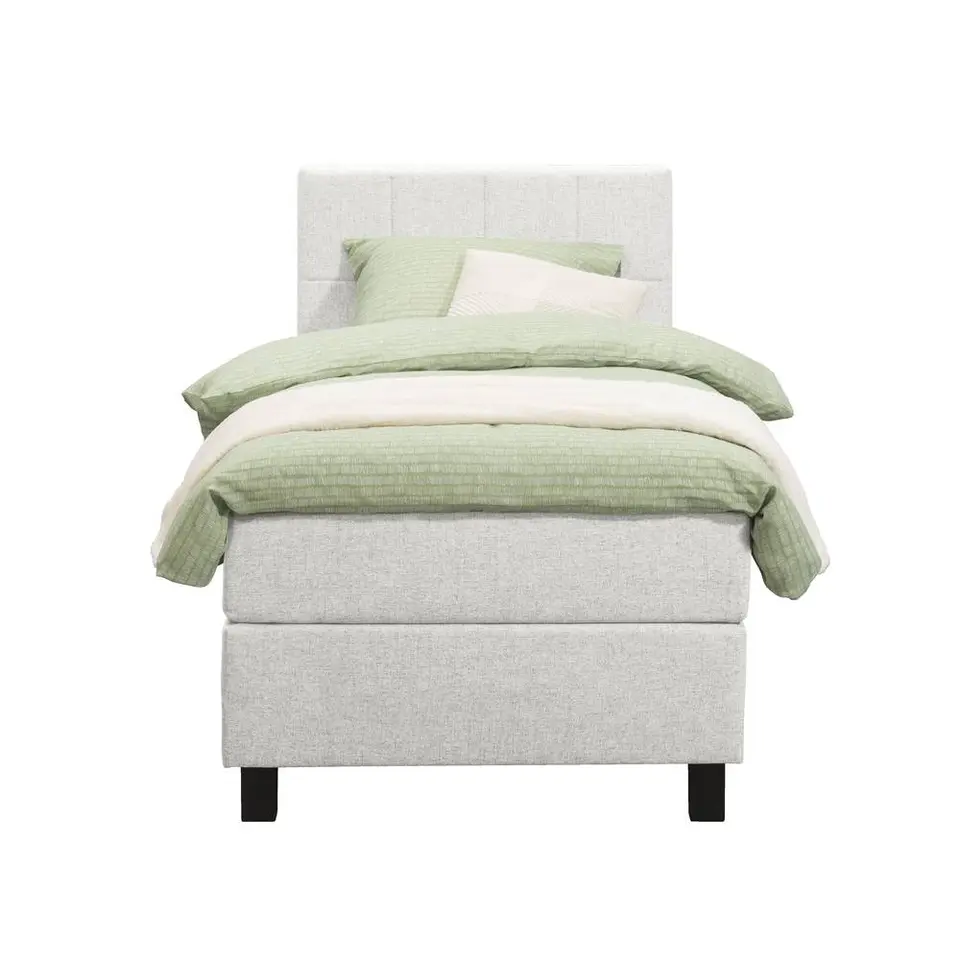 Boxspring Liv geblokt - ecru - 90x200 cm - vierkante poot