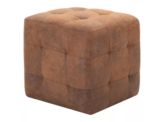 2 pcs Poufs Marron 30 x 30 x 30 cm Similicuir daim