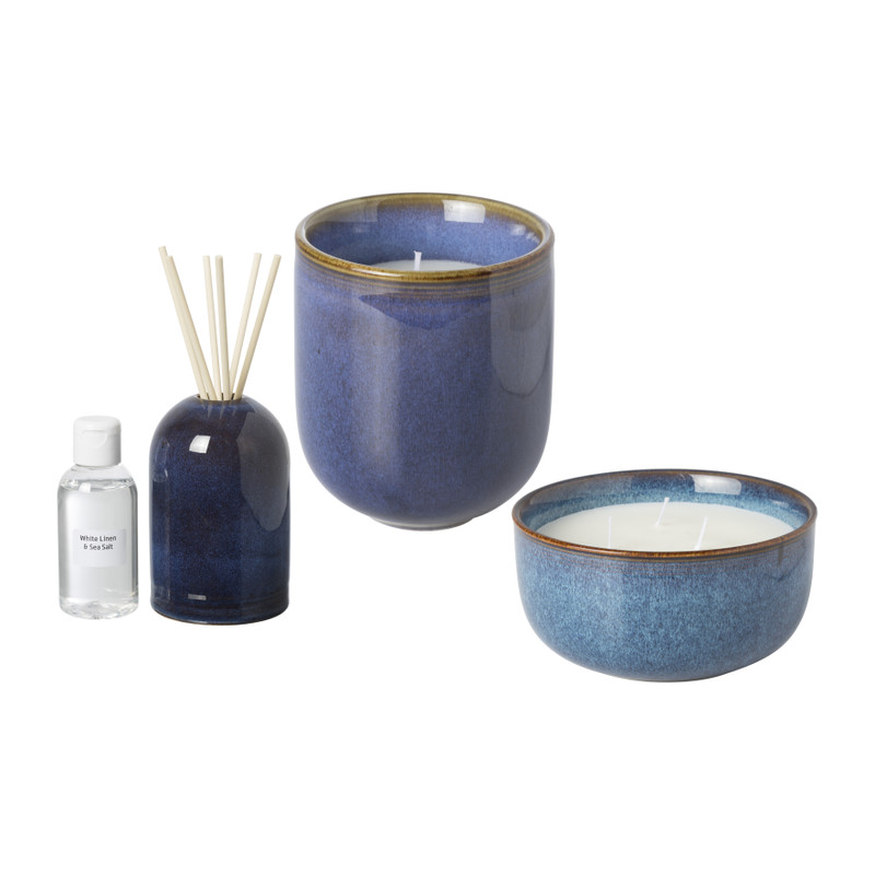 Diffuser white linen & sea salt - blauw - ø7.7x11.8 cm