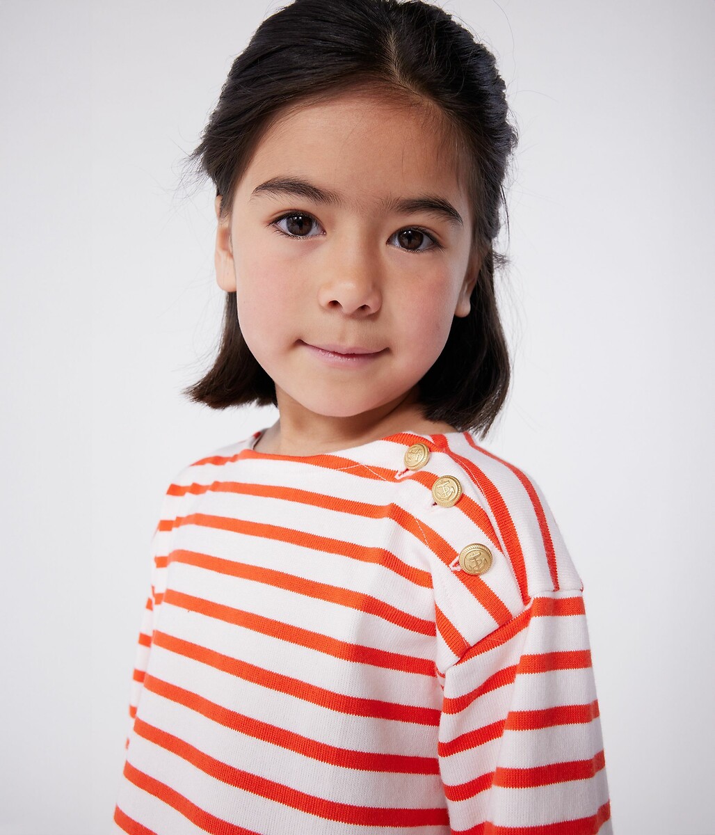 PETIT BATEAU<br>Vestido listrado de algodão com mangas compridas