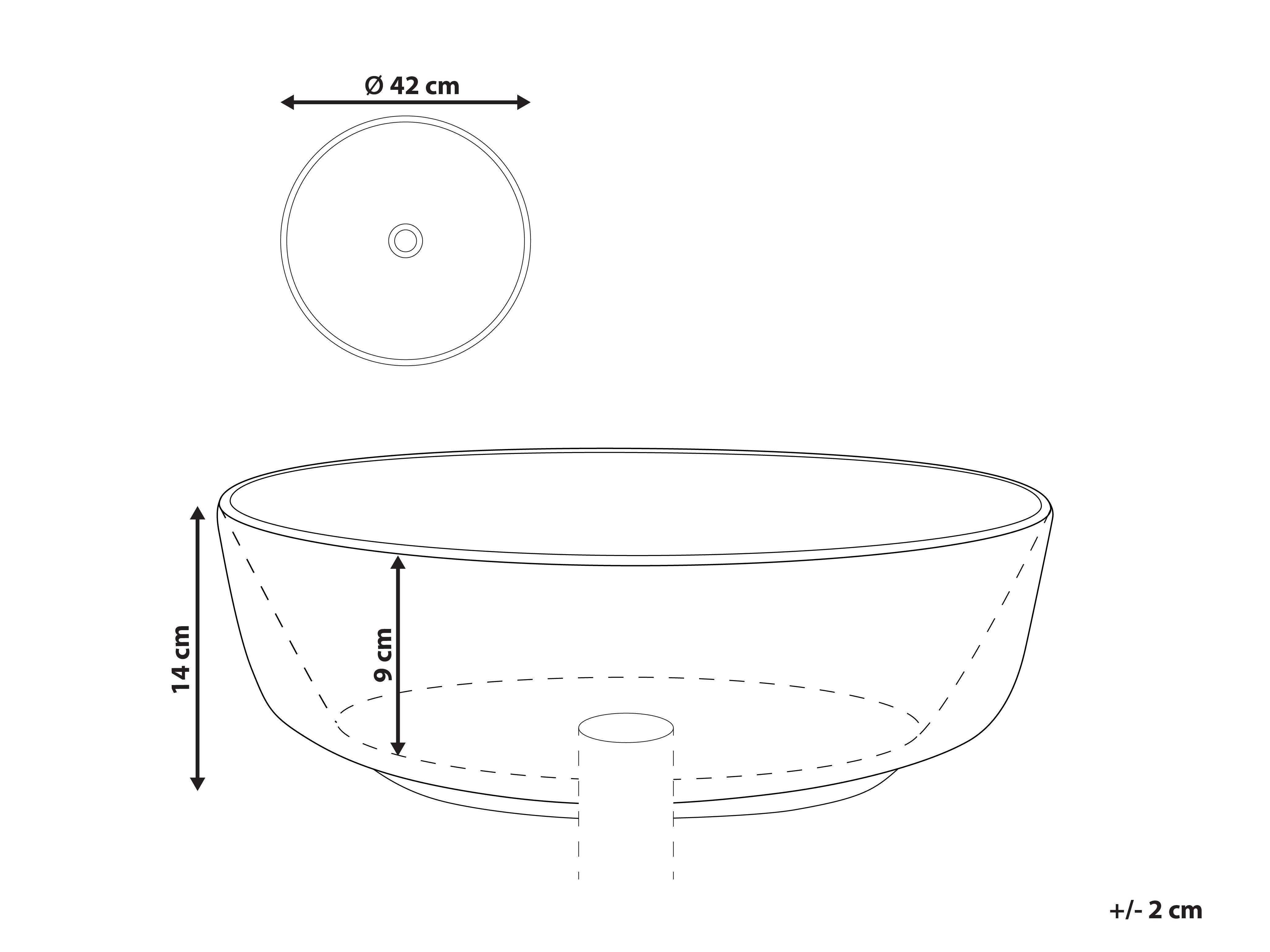 Wastafel voor aanrechtblad HOPI ⌀ 42 cm Keramiek Wit marmer
