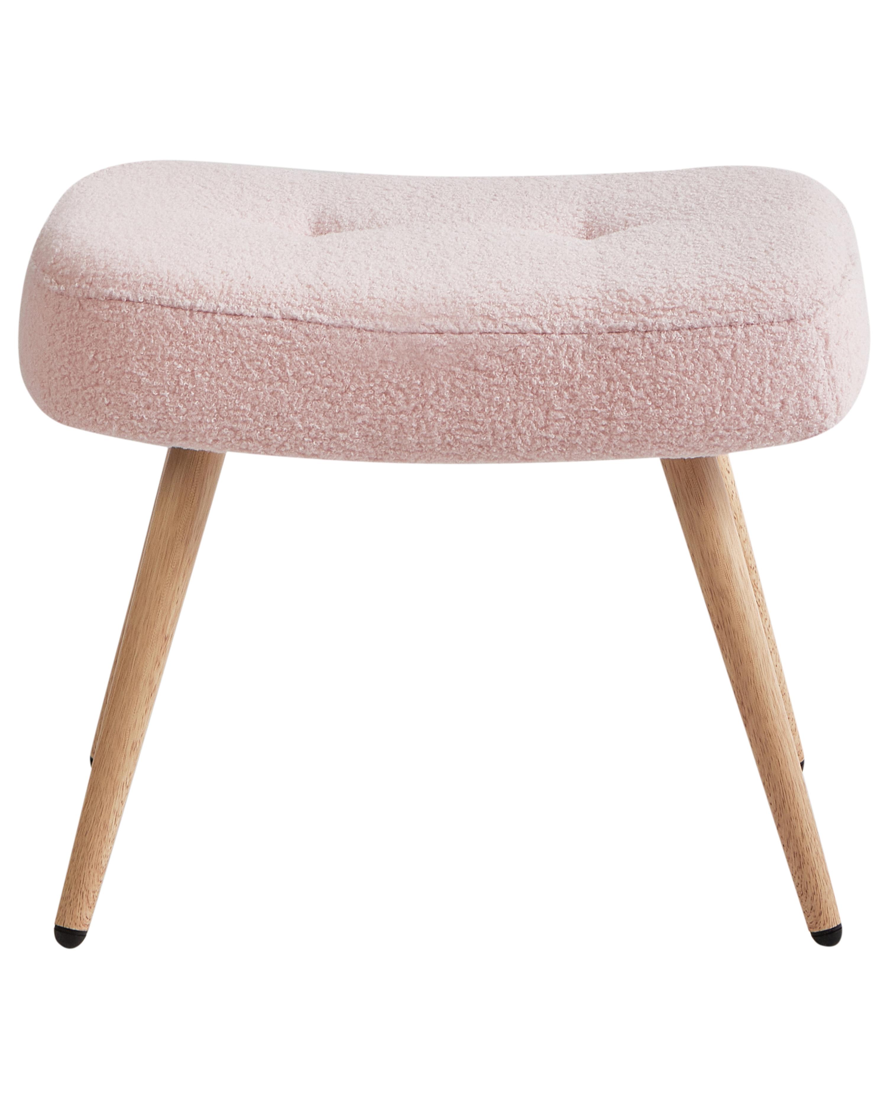 Oorfauteuil VEJLE met voetenbank Bouclé Pastelroze