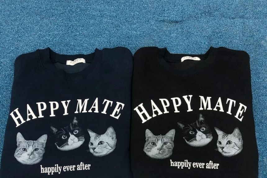 SeoulPop - Losse sweatshirt met kattenprint