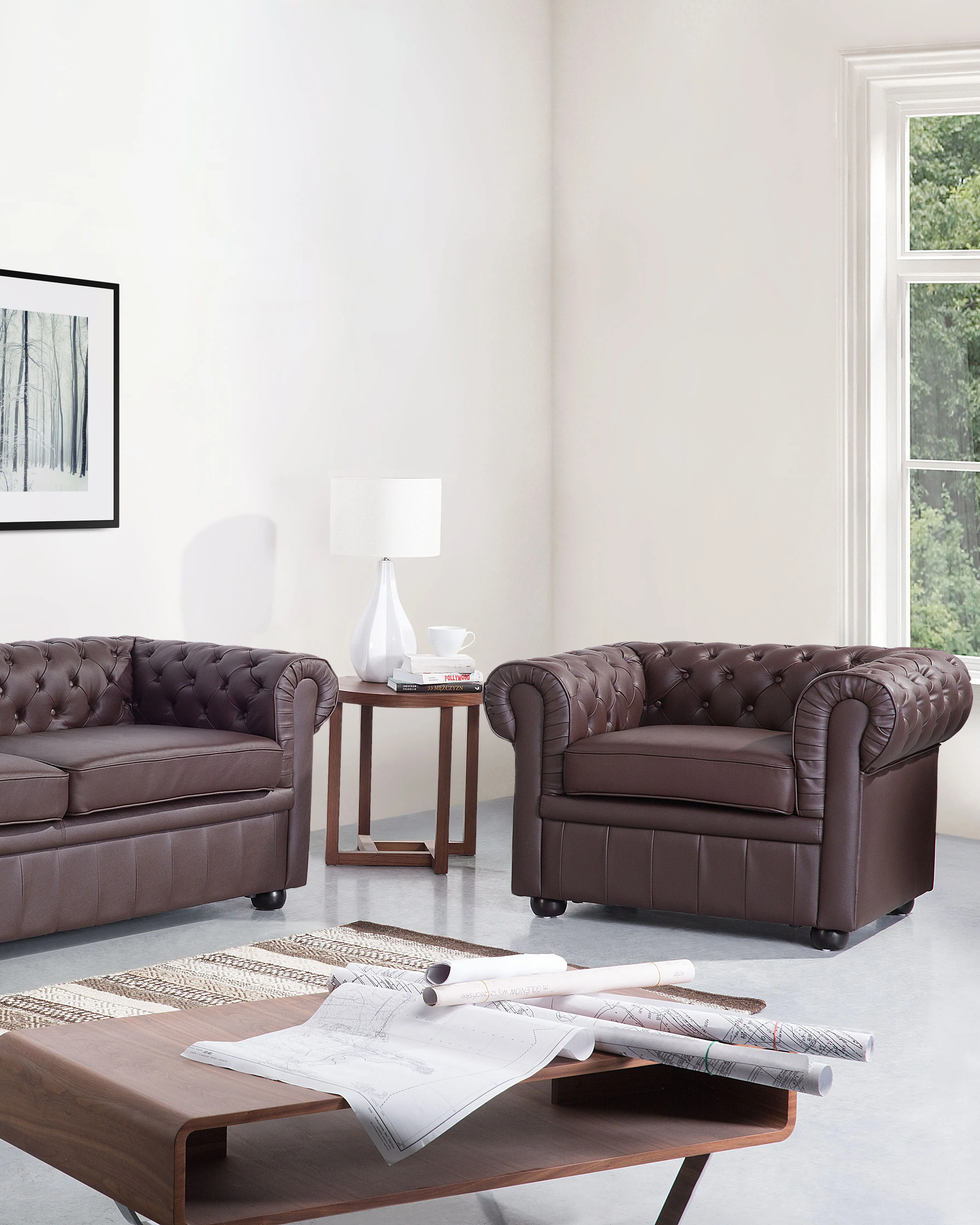 Fauteuil CHESTERFIELD Leer Bruin