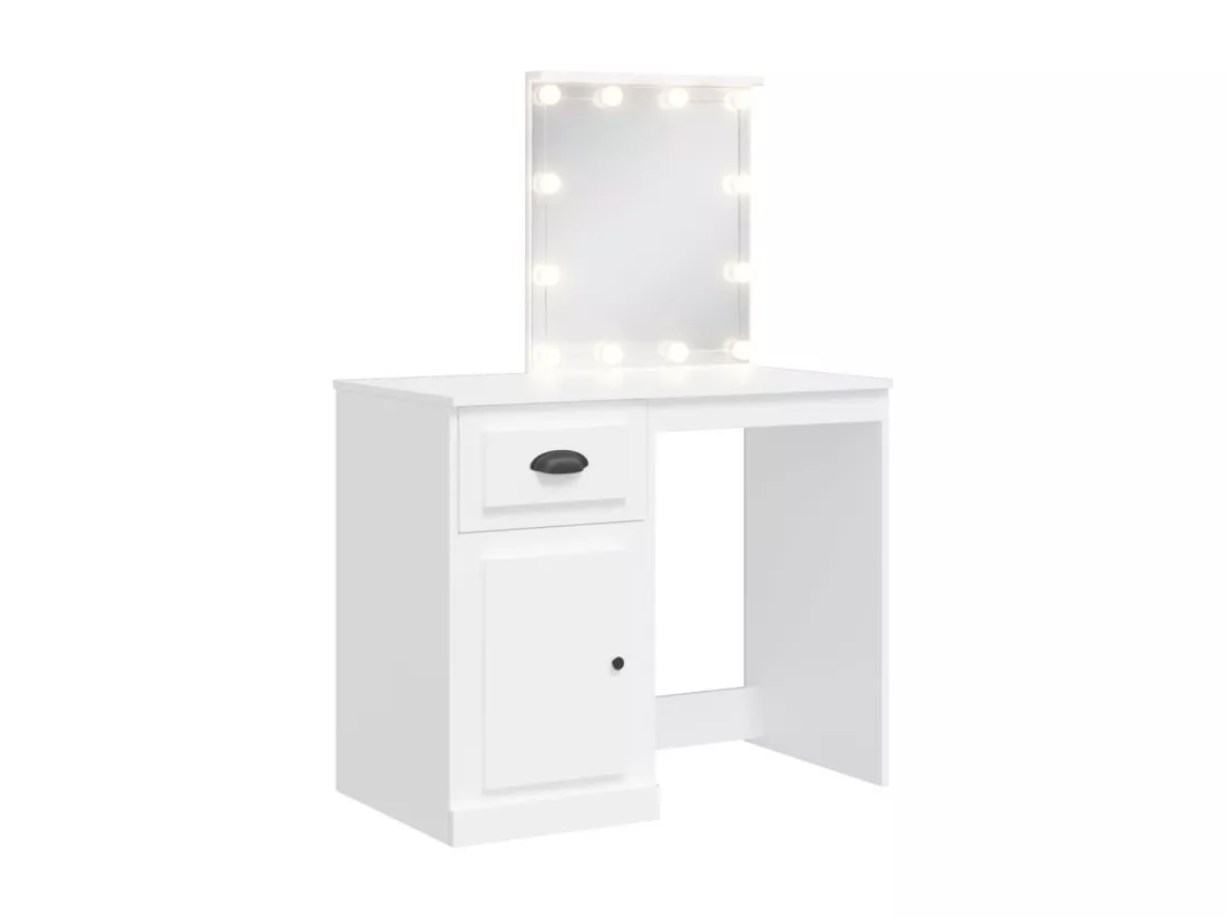 Coiffeuse avec lumières LED blanc 90x42x132,5 cm