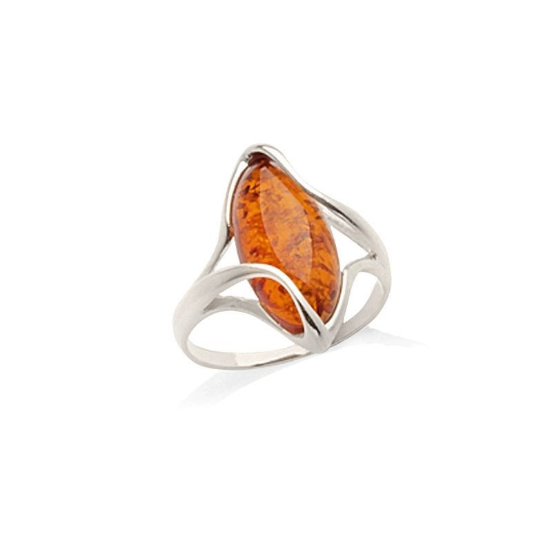 Bague argent 925 Ambre veritable de la mer Baltique