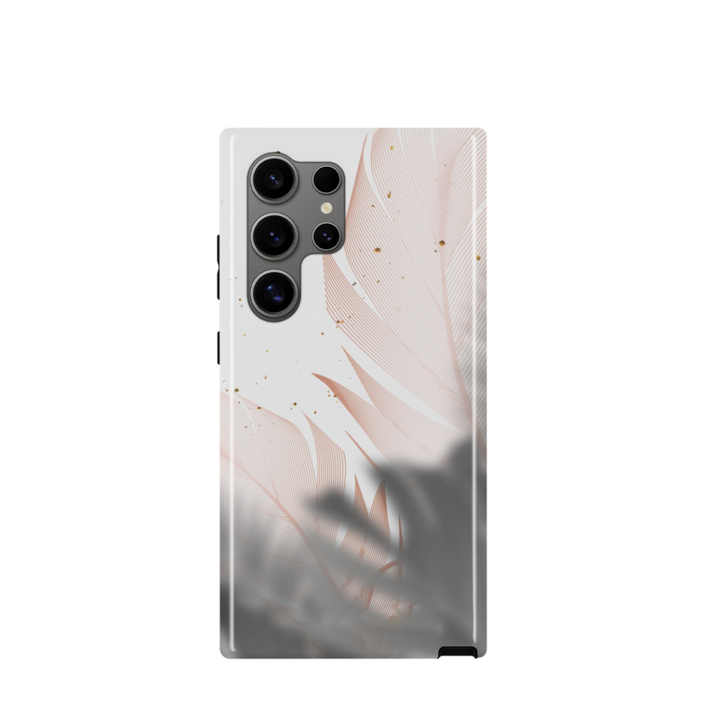 Samsung Galaxy S24 Ultra Hybrid (Kunststoff / Gummi) Hülle Feder Design - Weiss