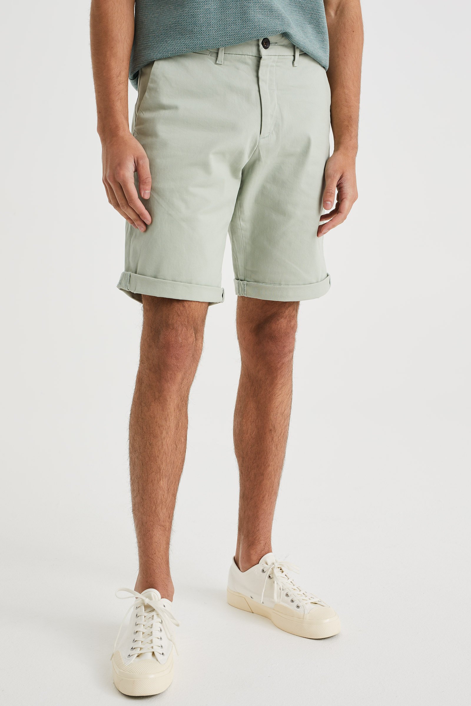 slim fit chinoshort met stretch Fundamentals Mintgroen