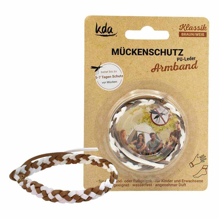 Mückenschutz Armband PU Leder braun / weiß KDA, 1 St