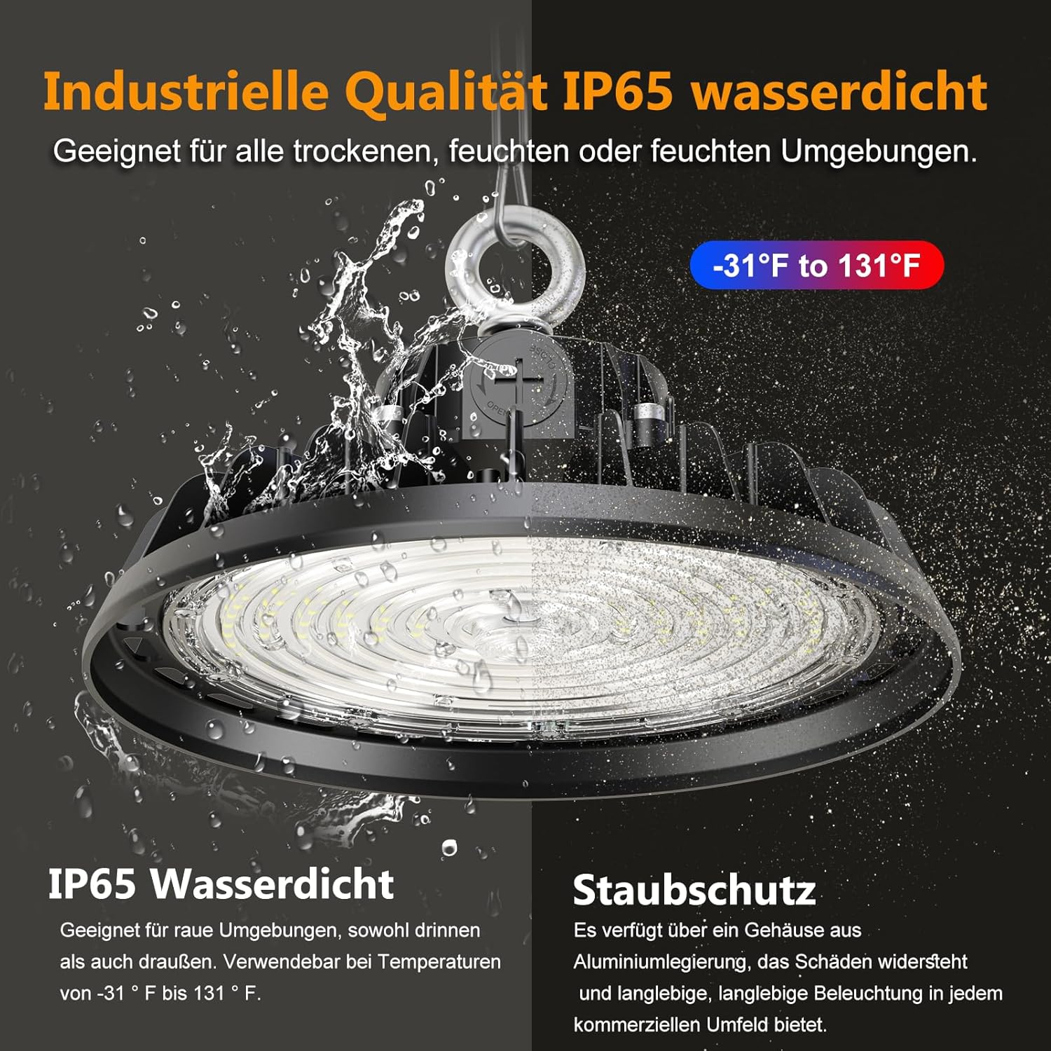 4 Stück UFO LED Hallenstrahler 200W LED Werkstattlampe Superhelle 34000lm Werkstatt Deckenleuchte Lampe 6000K Hallenleuchte IP65 (120W/160W/200W) Dimmbar 5 Jahre Garantie