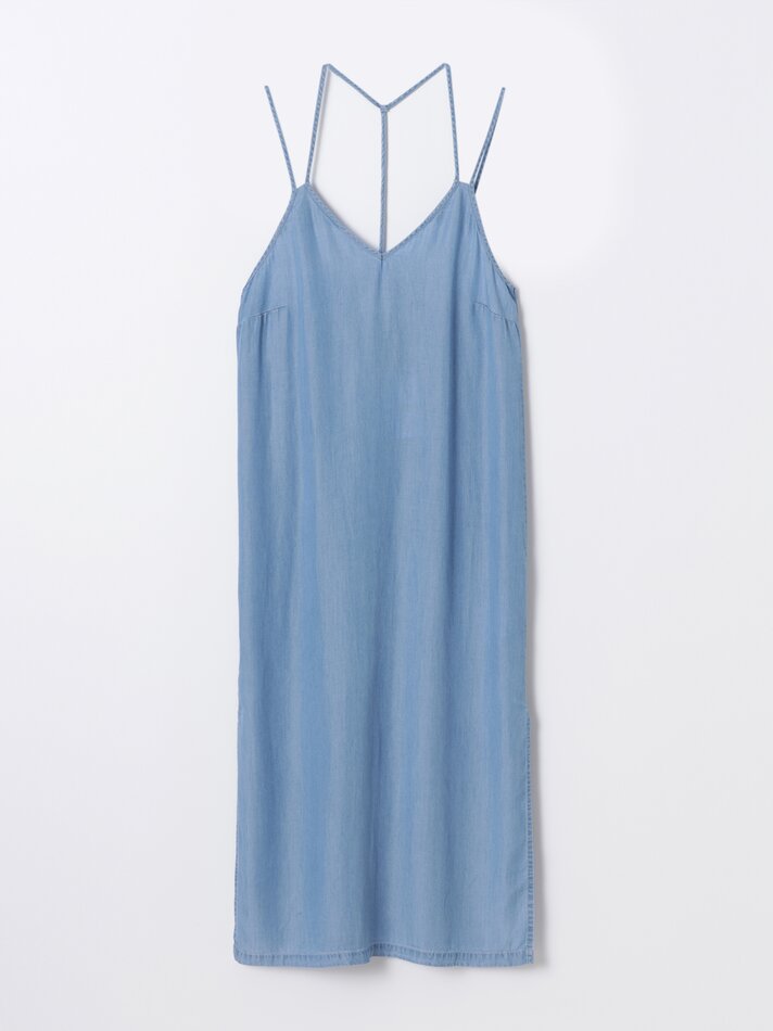 Vestido midi fluido com alças - Índigo