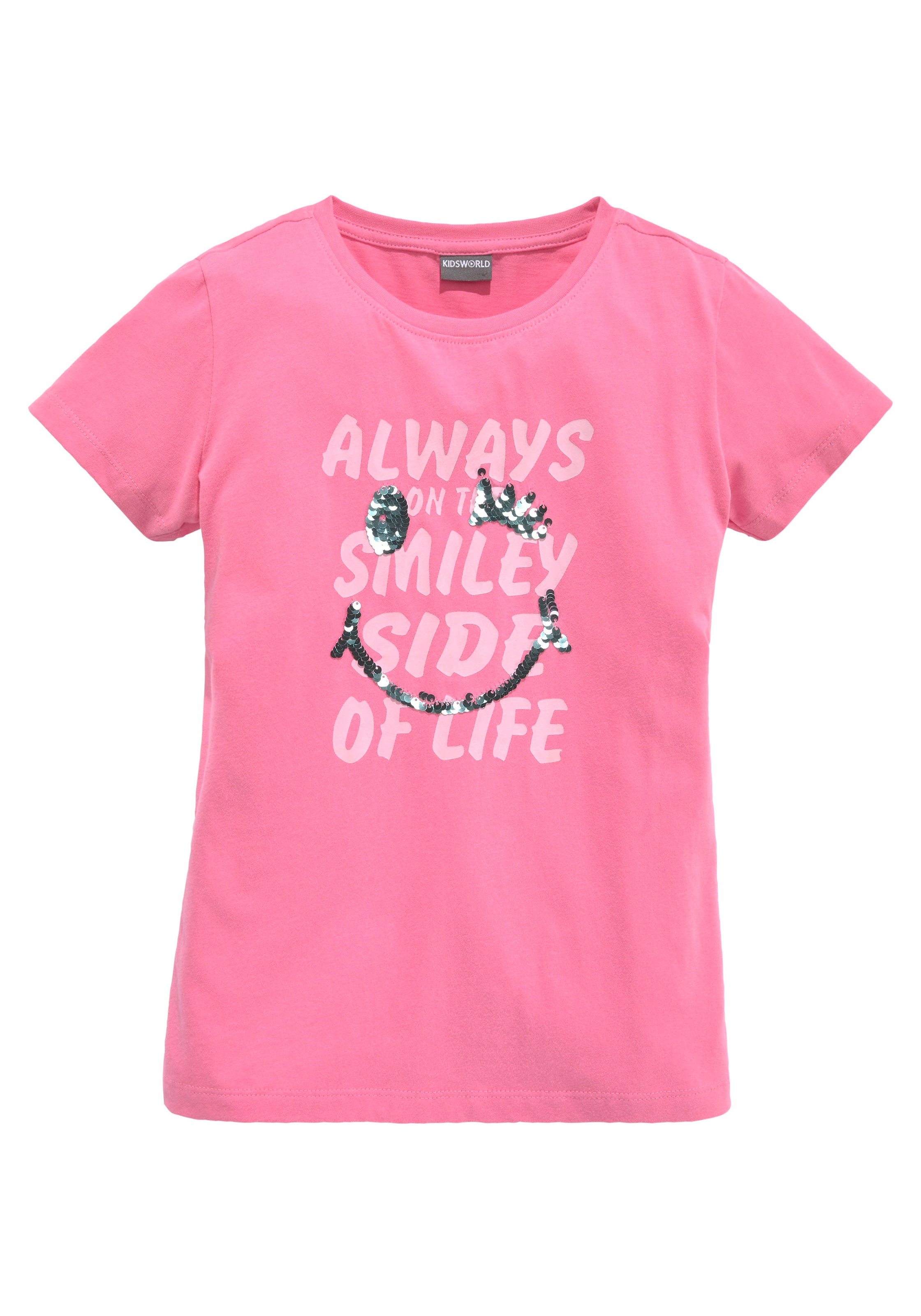 KIDSWORLD T-Shirt »mit Wendepailletten«, Kurzarm,  Basic-Passform,  mit Pailletten,  bedruckt