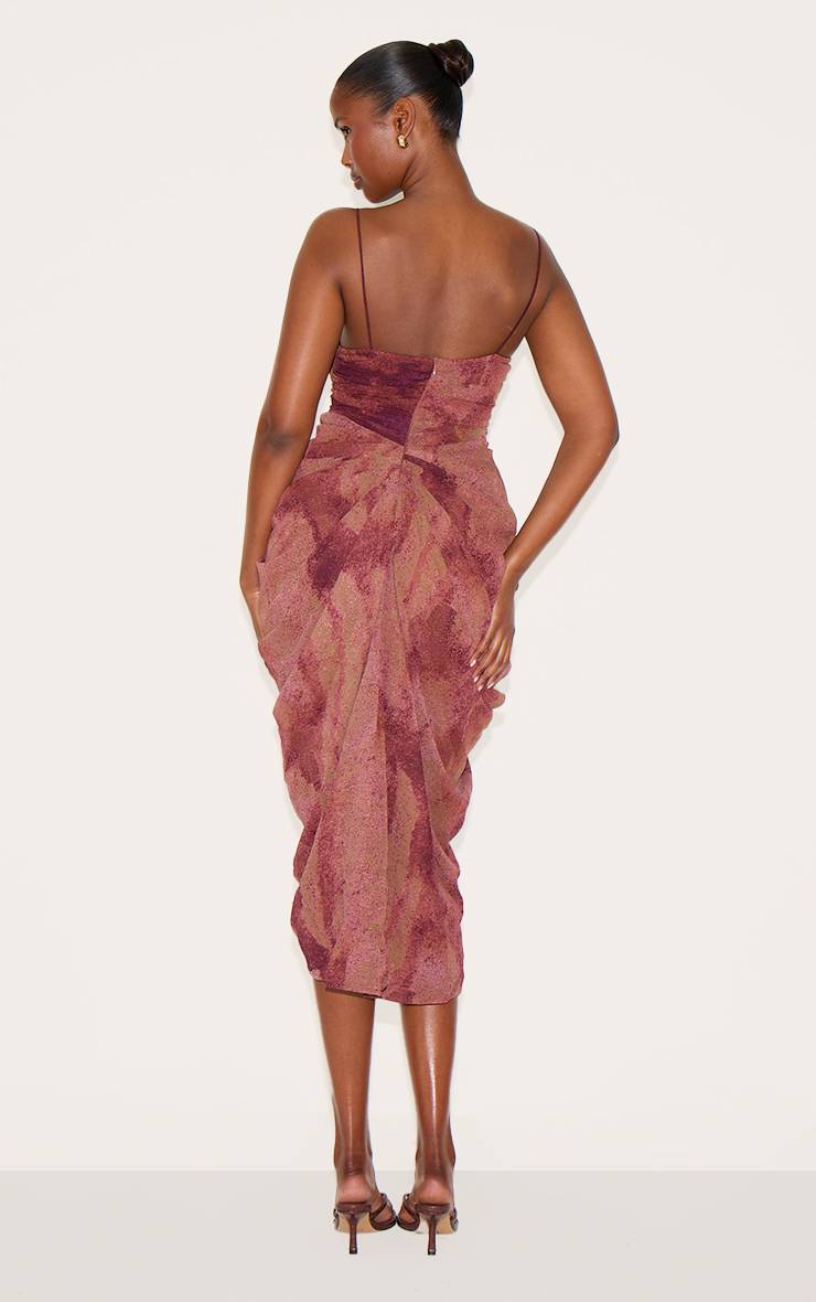 Violet Foncé Robe Midi Drapée Froncée En Mousseline