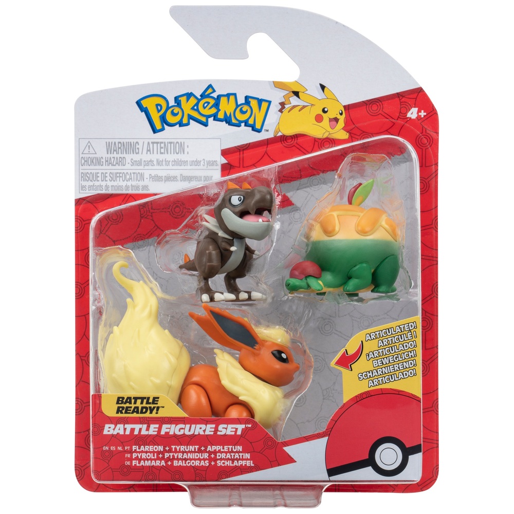 Pokémon-Kampffiguren 3er-Pack: Appletun, Tyrunt, Flareon