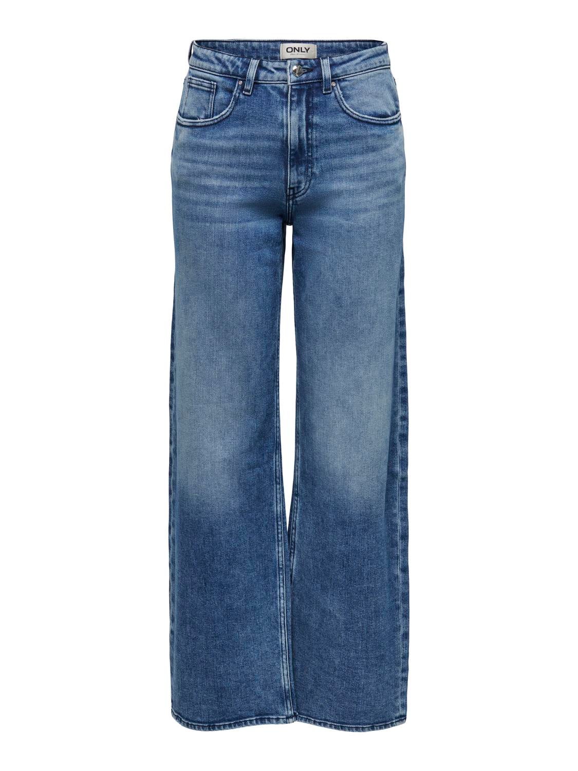 ONLJUICY Hohe Taille Weiter Beinschnitt Jeans Medium Blue Denim