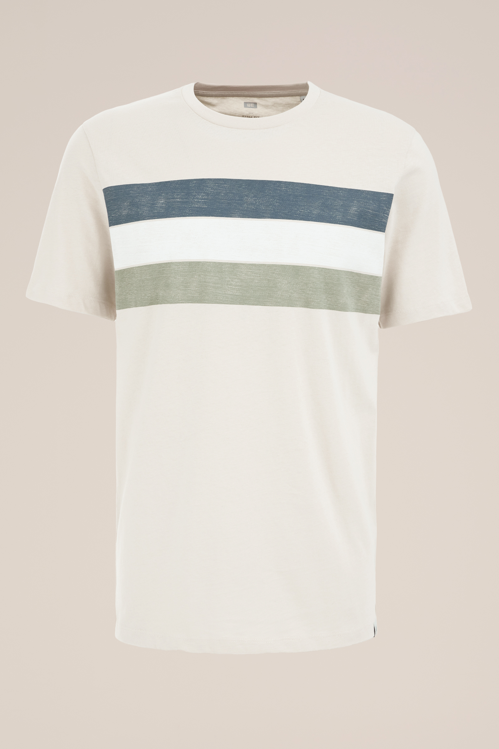 T-shirt met opdruk WE Fashion Gebroken wit