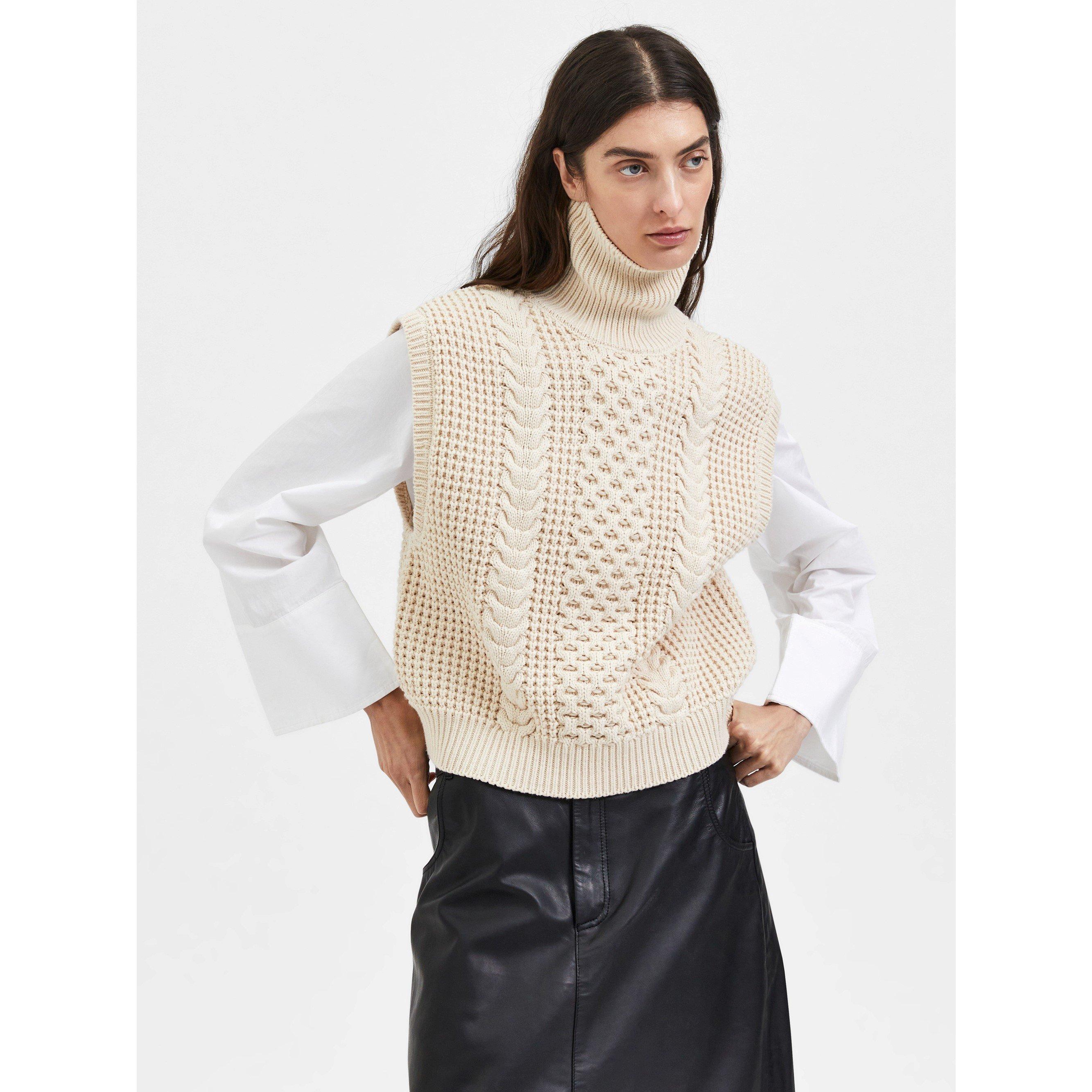 Selected Femme Birth Cable Knit Vest