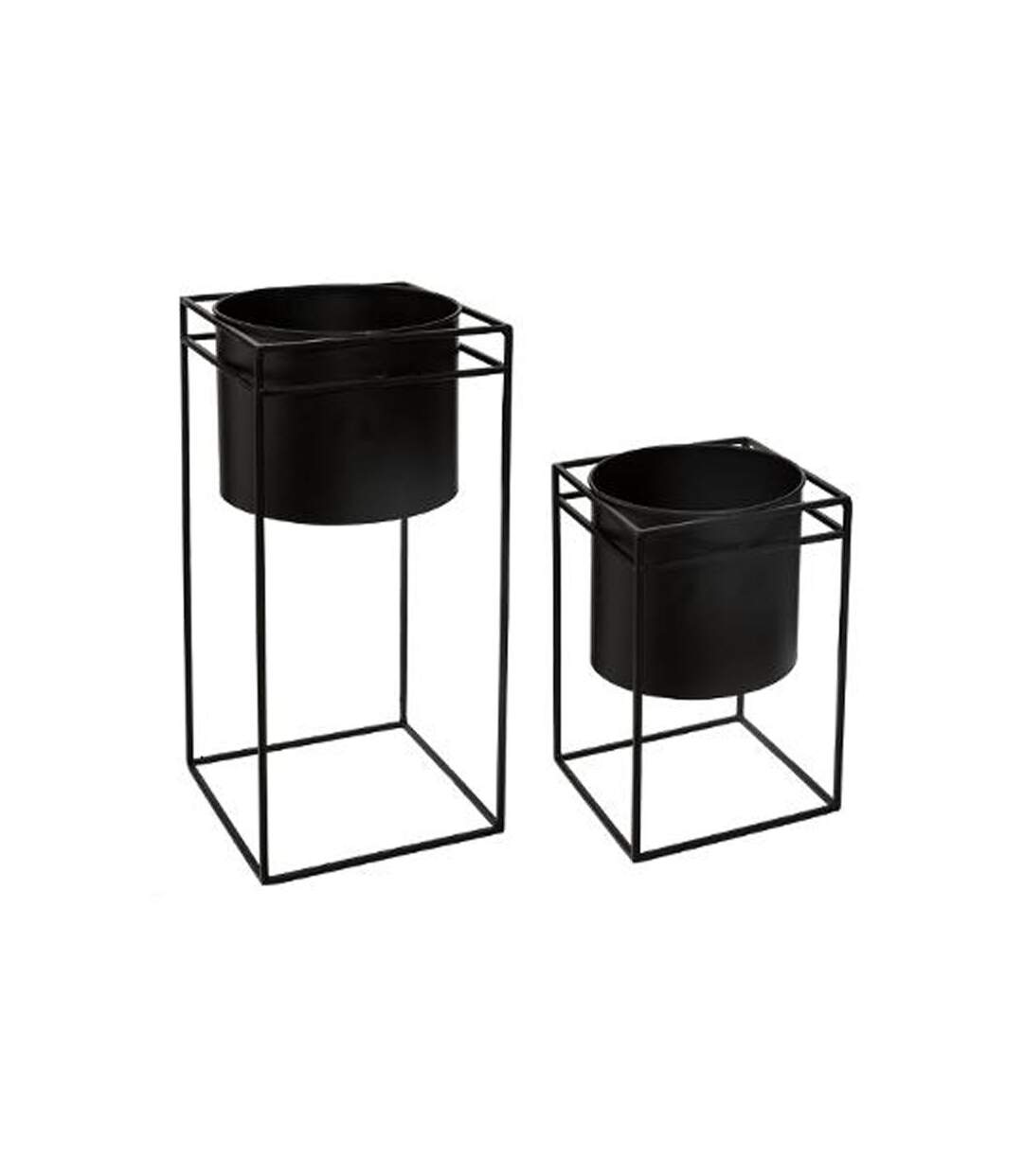 Lot de 2 Cache-Pots en Métal Support 40cm Noir