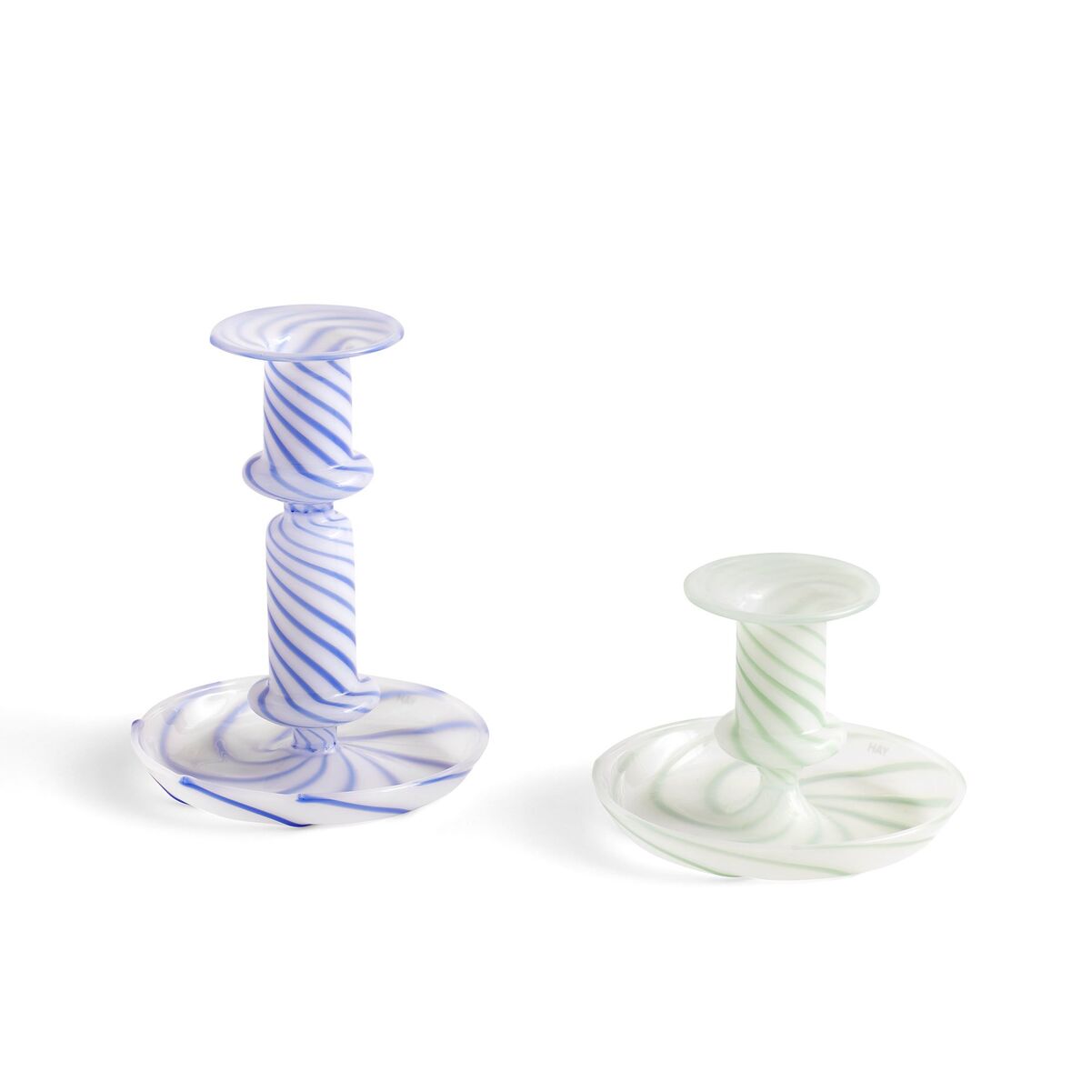 Flare Stripe Milk lysestake, liten, grønn
