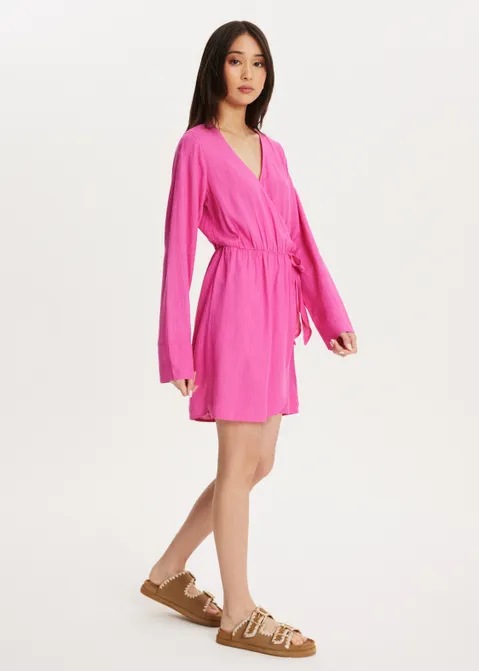 Wikkeljurk met strik roze (ROS)