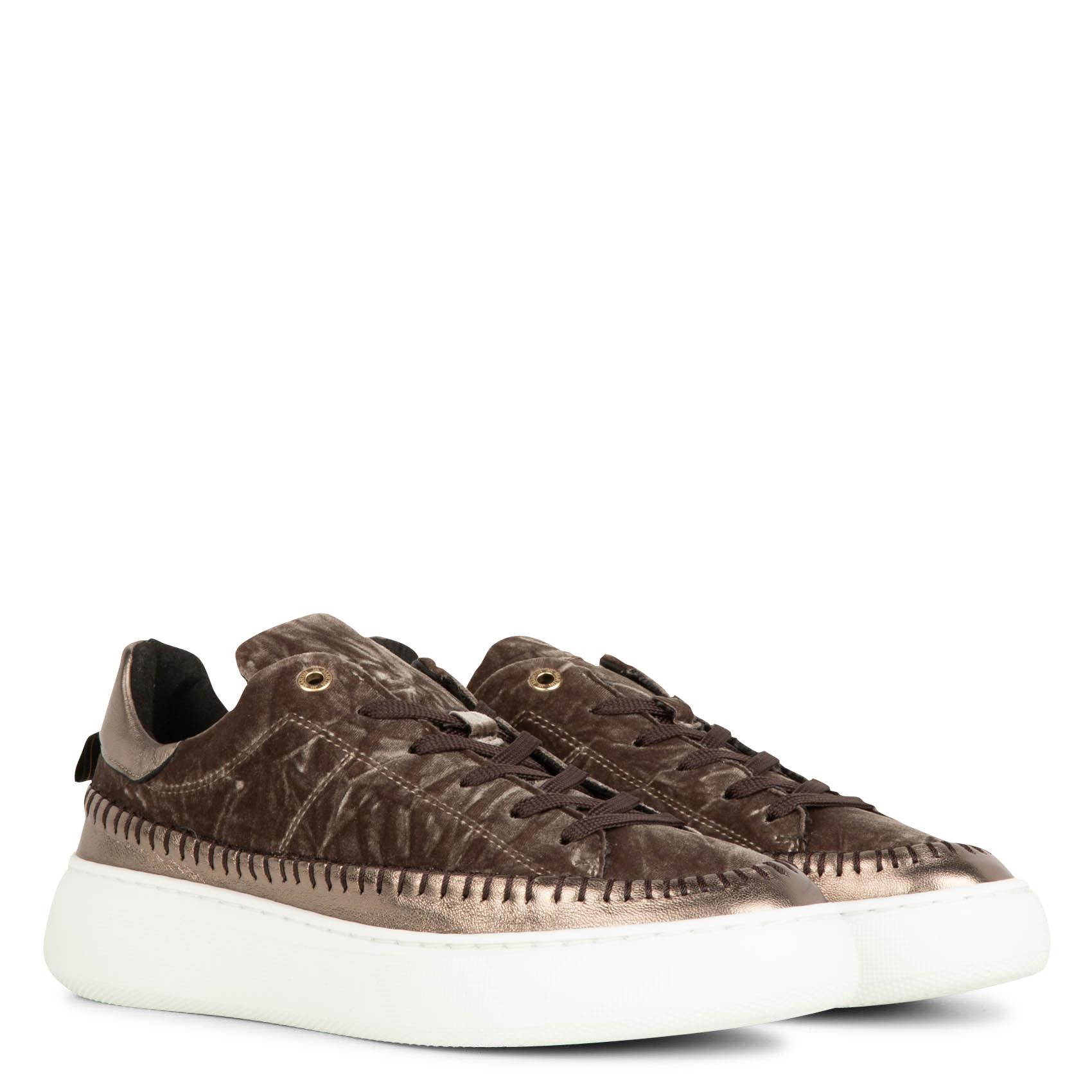 FLEUR - Baskets basses en cuir mélangé | Beige