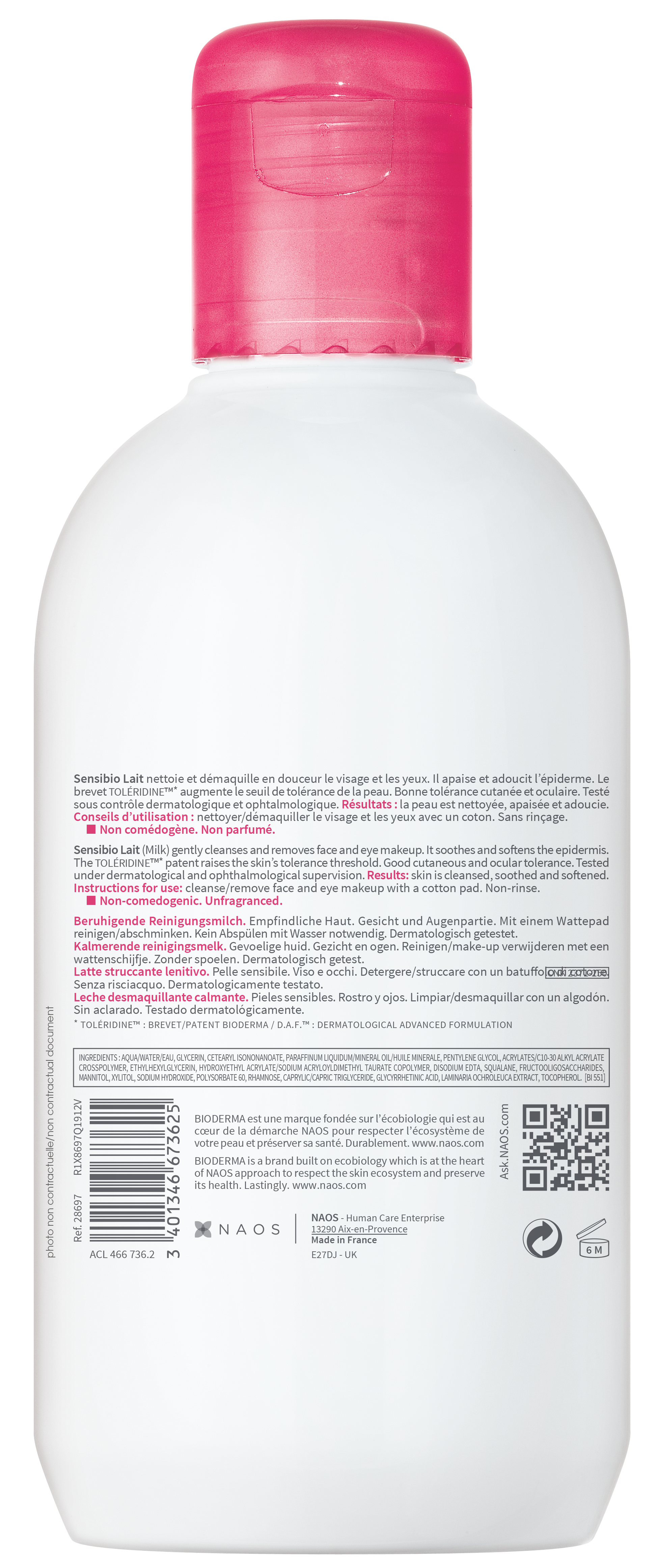 Bioderma Lait Démaquillant Peau Seche<br>250 ml
