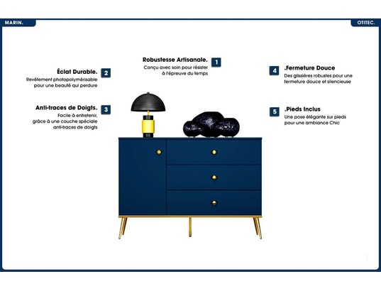 OTITEC - Commode - h.85 x l.120 x p.40 cm - marin
