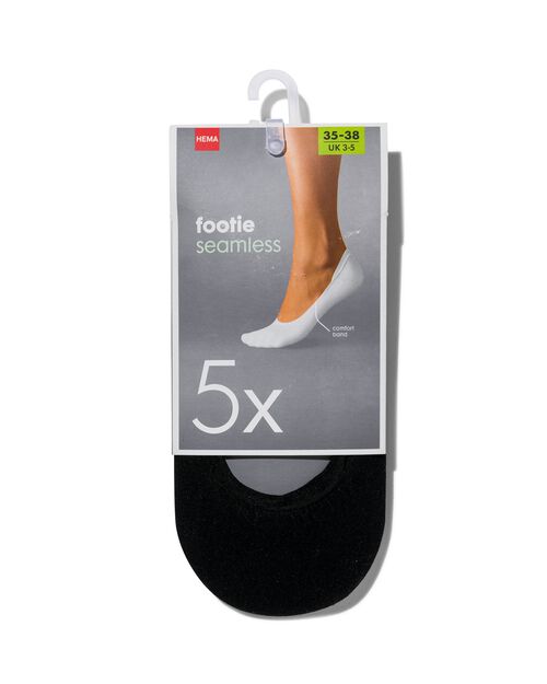 5 paires de socquettes basses femme sans couture noir