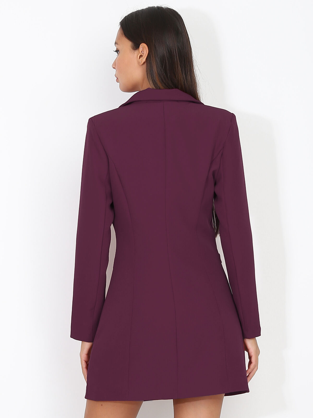 Robe blazer cintrée et boutonnée- prune