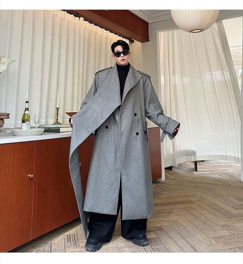 Freehop - Trenchcoat met lange mouwen en effen kleur