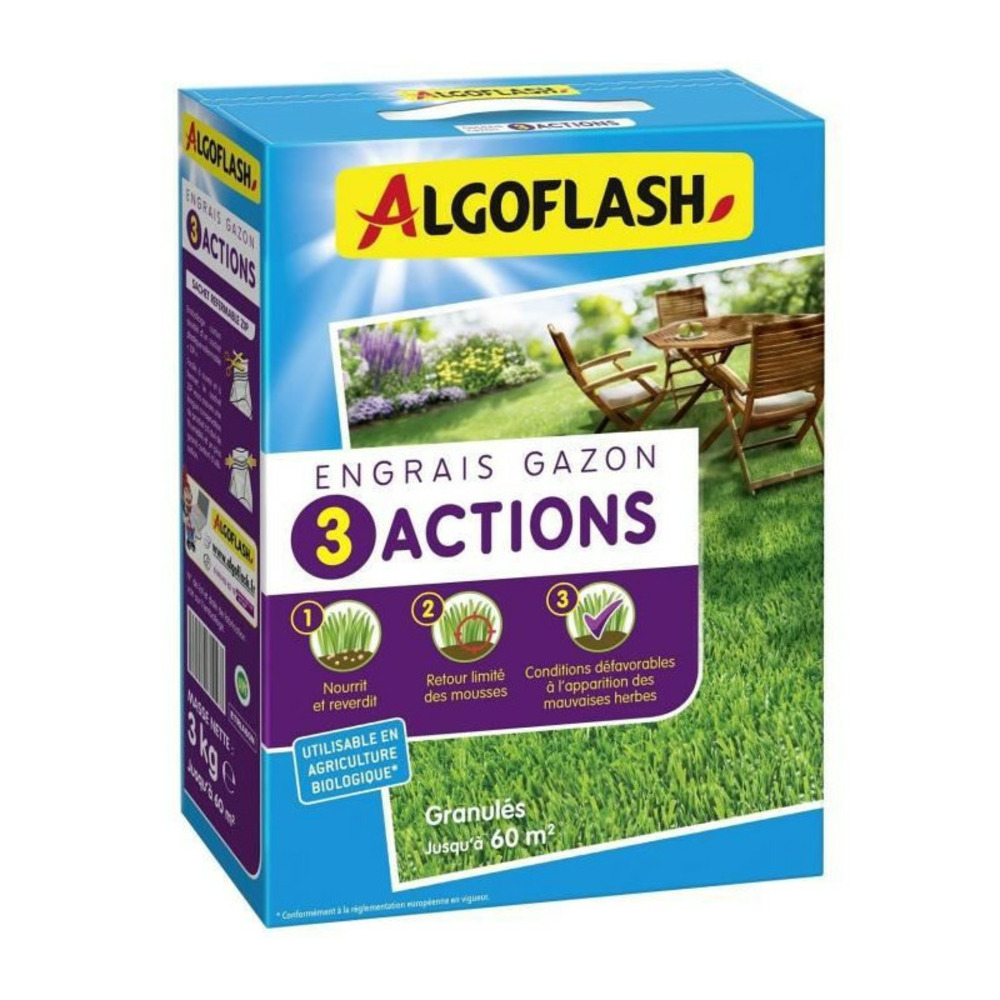Engrais gazon - - 3 actions - 3 kg