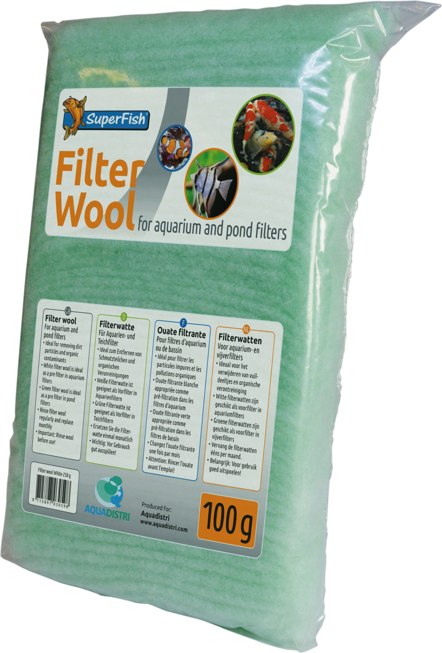 SuperFish vijver filterwatten grof groen 100 g