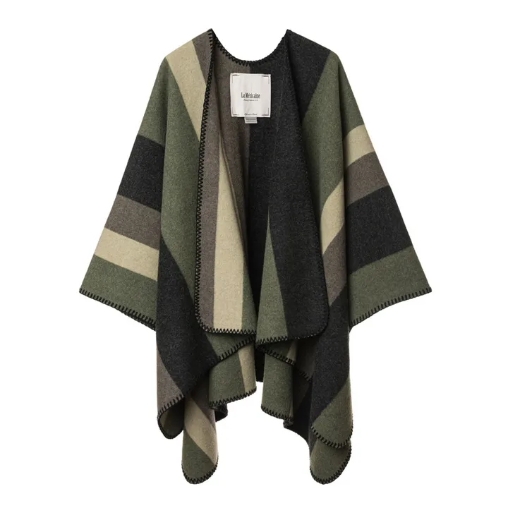 La Méricaine Cape Navajo Laine Recyclée | Vert kaki