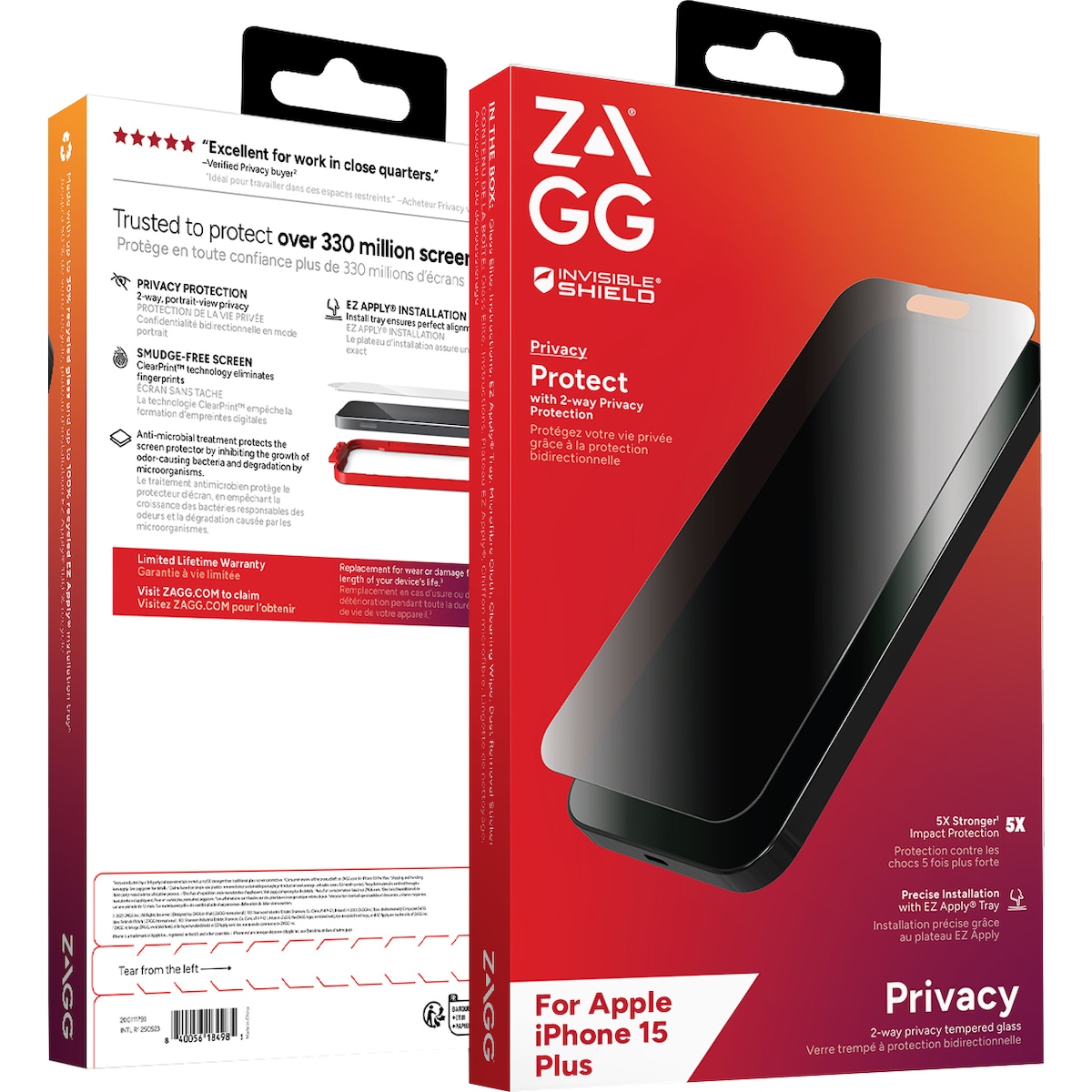 Zagg iPhone 15 Plus Glass Elite Privacy skjermbeskytter